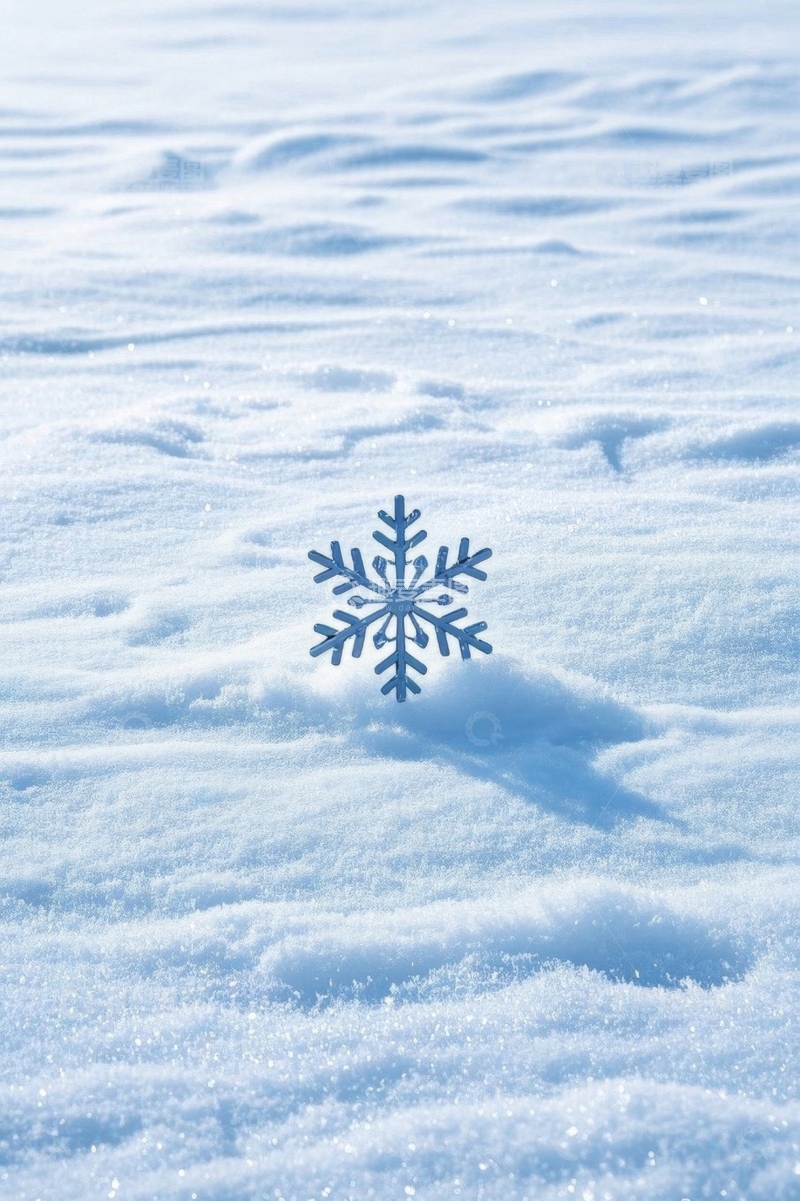 高清大图下载【趣麦麦图】雪地中的雪花装饰