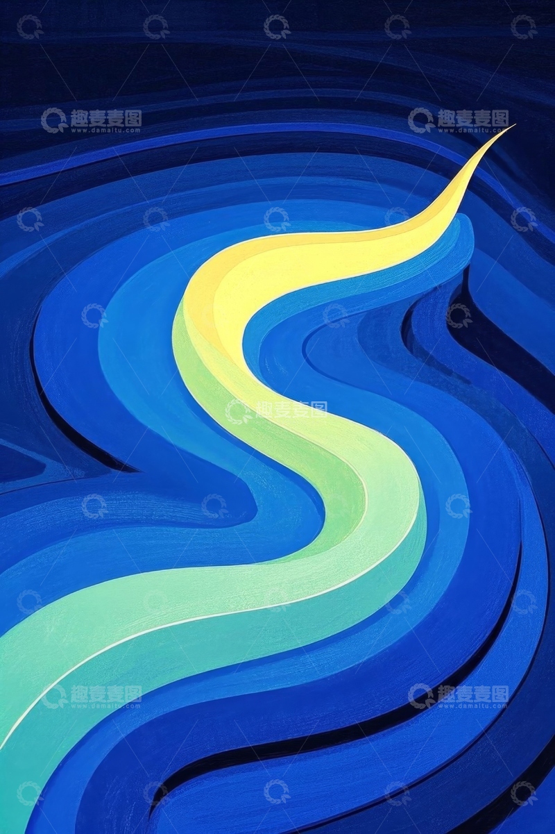 高清大图下载【趣麦麦图】蓝色渐变抽象波浪图案