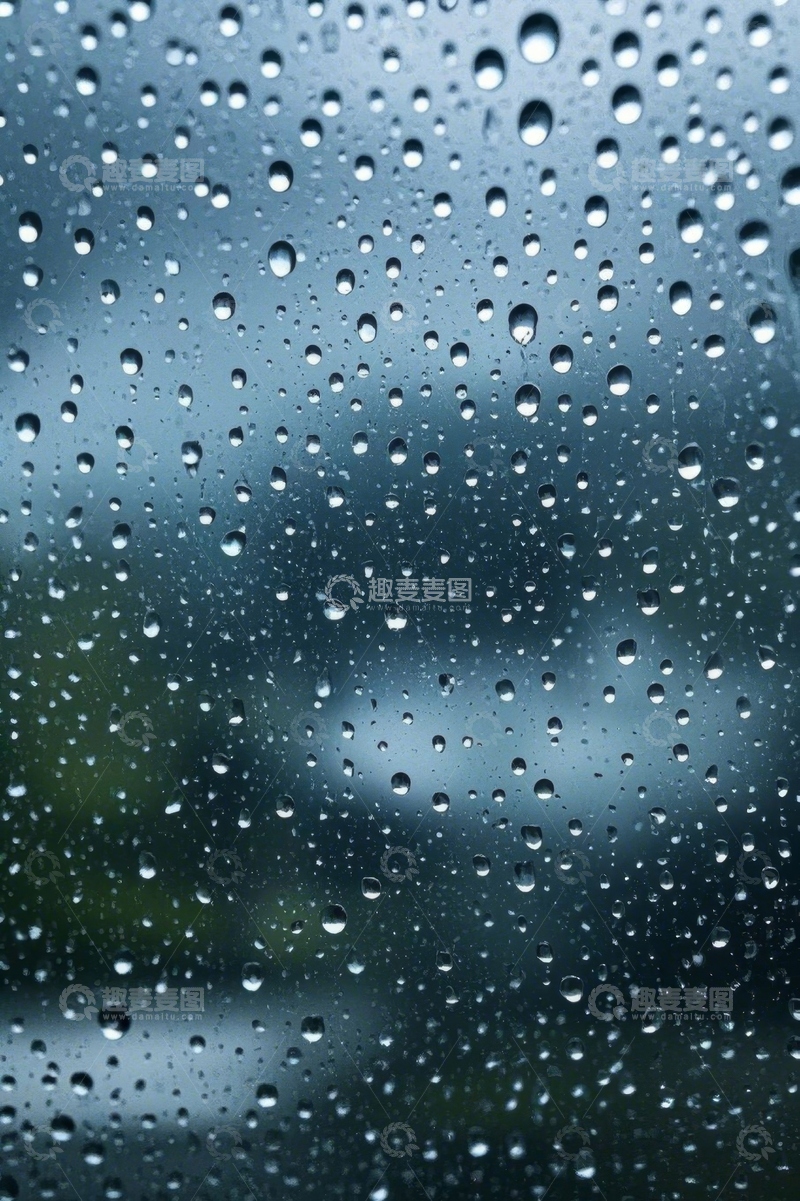 高清大图下载【趣麦麦图】玻璃上的雨滴特写