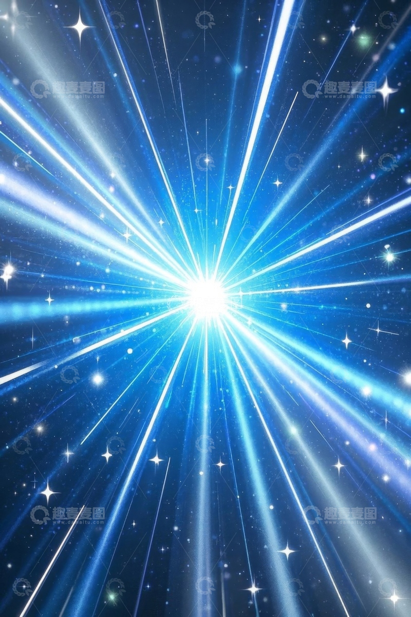 高清大图下载【趣麦麦图】蓝色星空放射光芒背景