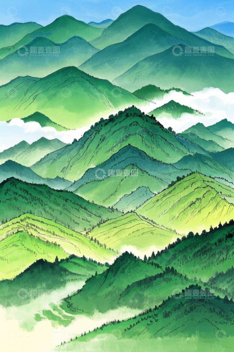 高清大图下载【趣麦麦图】青绿群山自然风光