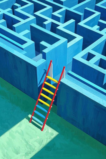 迷宫前的彩色梯子