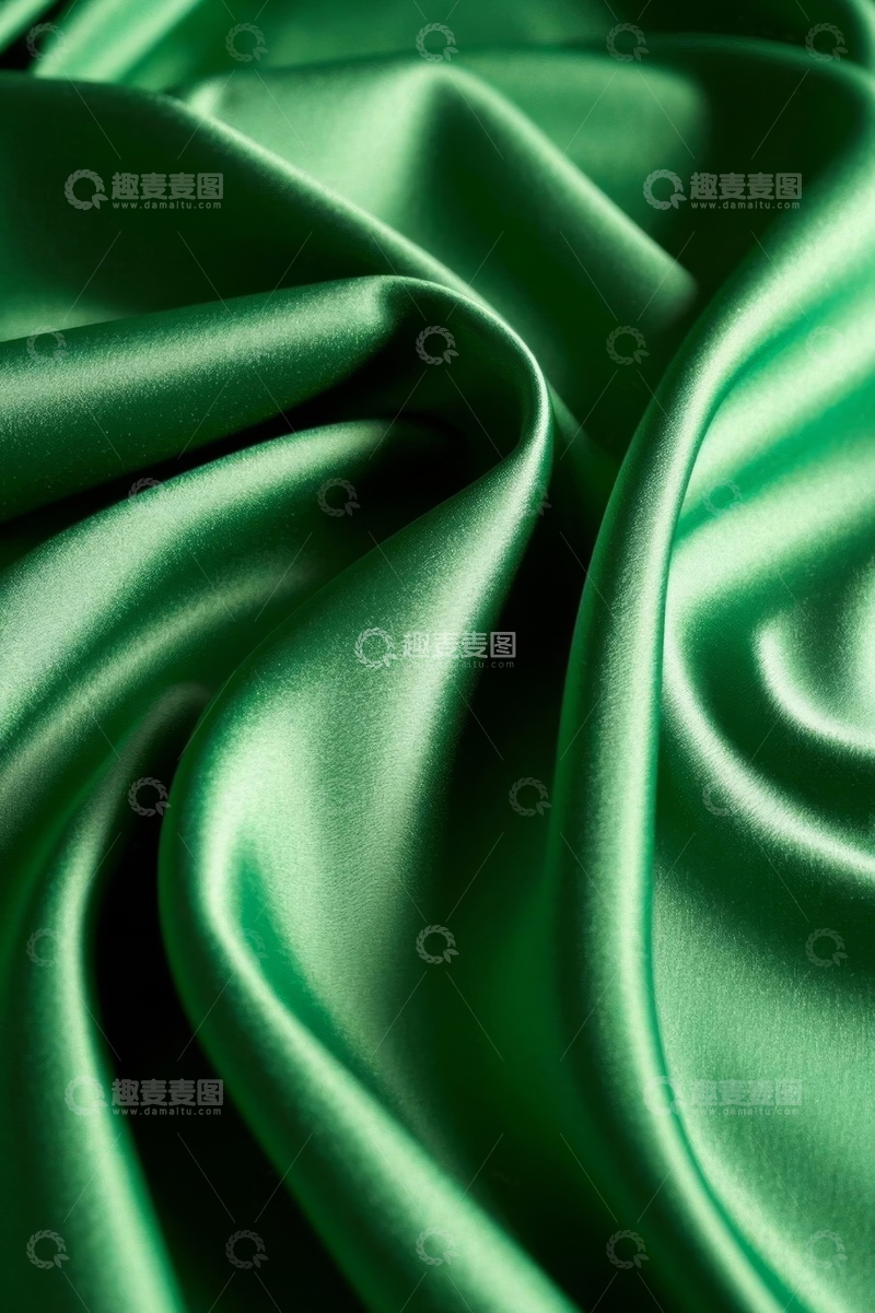 高清大图下载【趣麦麦图】绿色丝绸织物特写