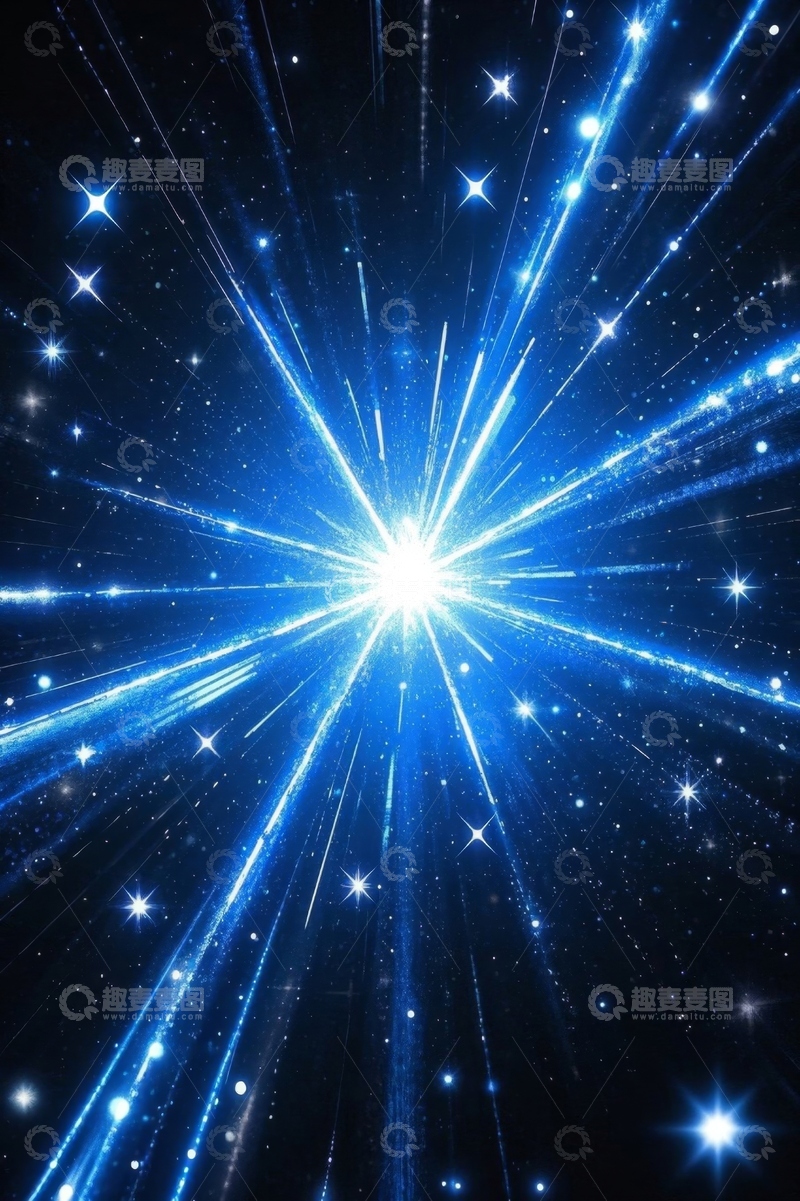高清大图下载【趣麦麦图】蓝色星芒放射星空背景素材