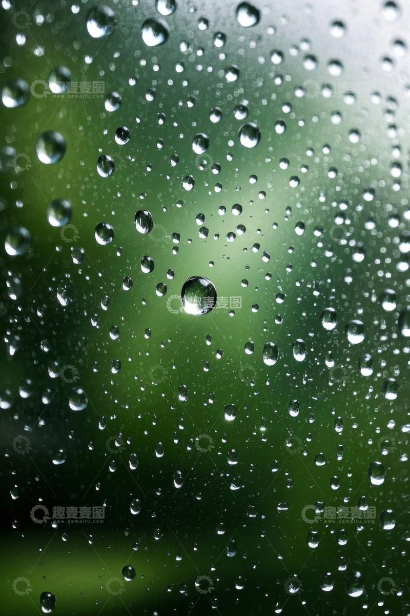 高清大图下载【趣麦麦图】玻璃上的雨滴特写