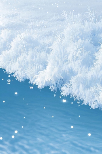 冰雪覆盖的蓝色水面景象