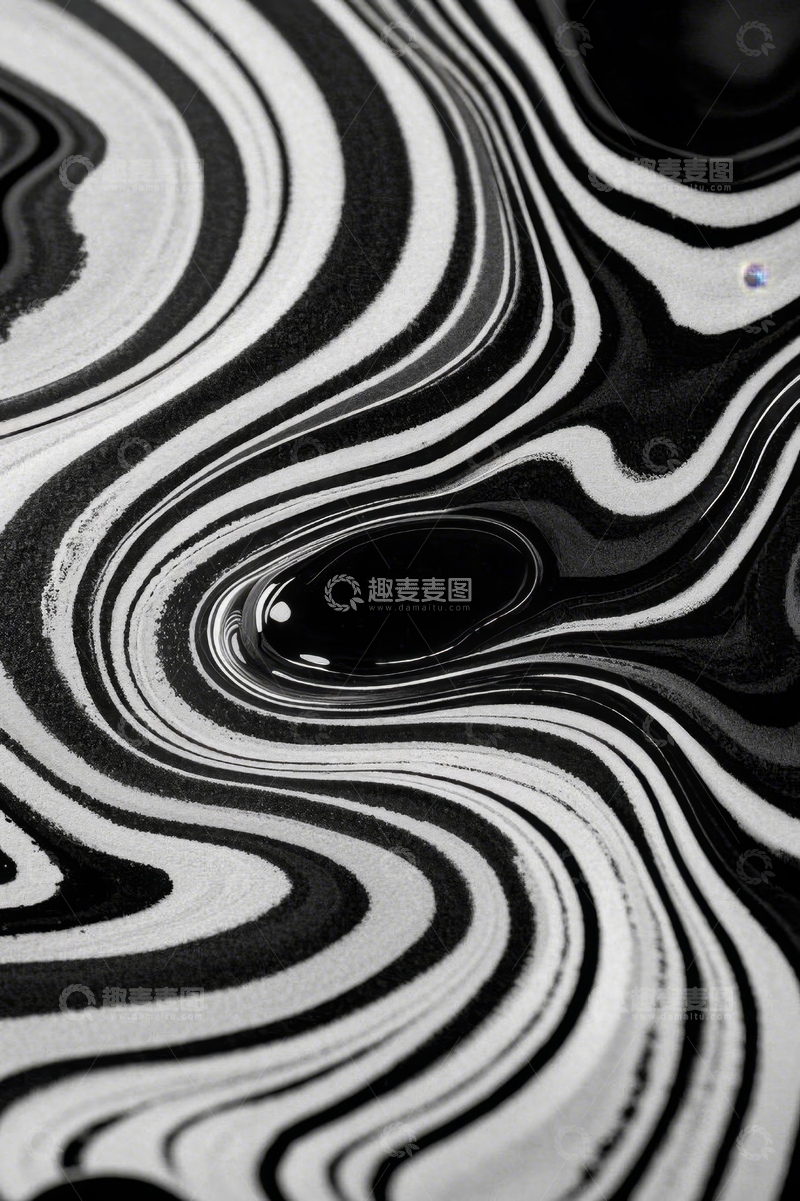 高清大图下载【趣麦麦图】黑白液体纹理艺术图案