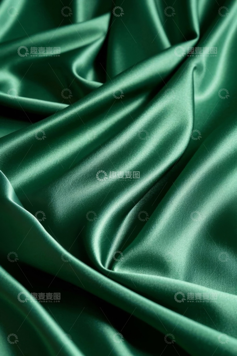 高清大图下载【趣麦麦图】绿色丝绸织物特写