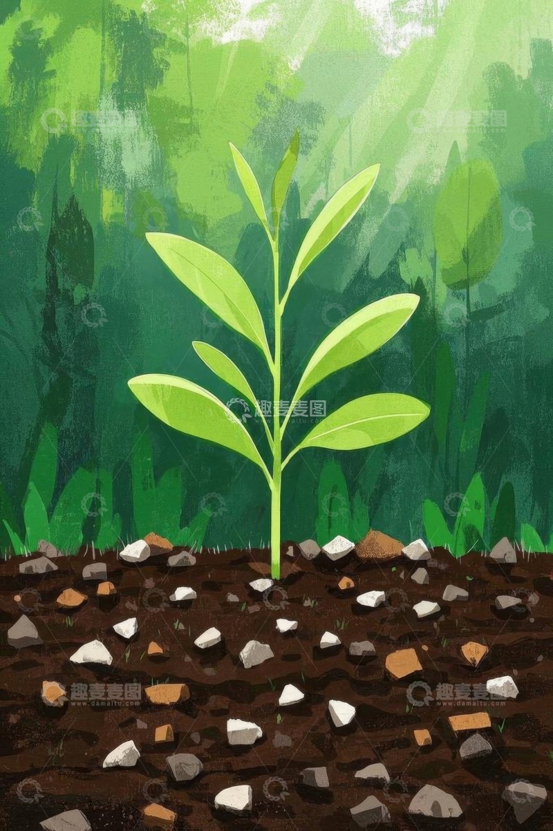 高清大图下载【趣麦麦图】绿色植物幼苗生长场景