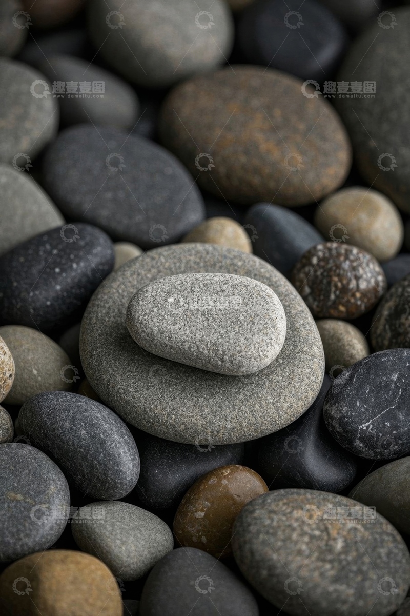 高清大图下载【趣麦麦图】堆叠的鹅卵石特写