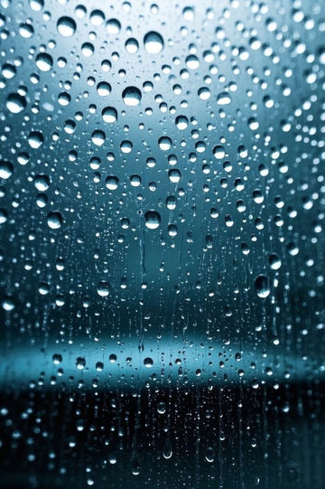 玻璃上的雨滴特写