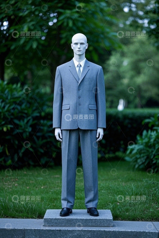 户外草地西装模特人像