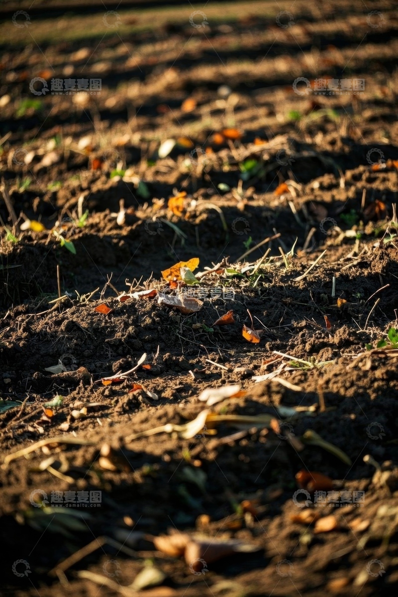 高清大图下载【趣麦麦图】翻耕后的农田土壤景象