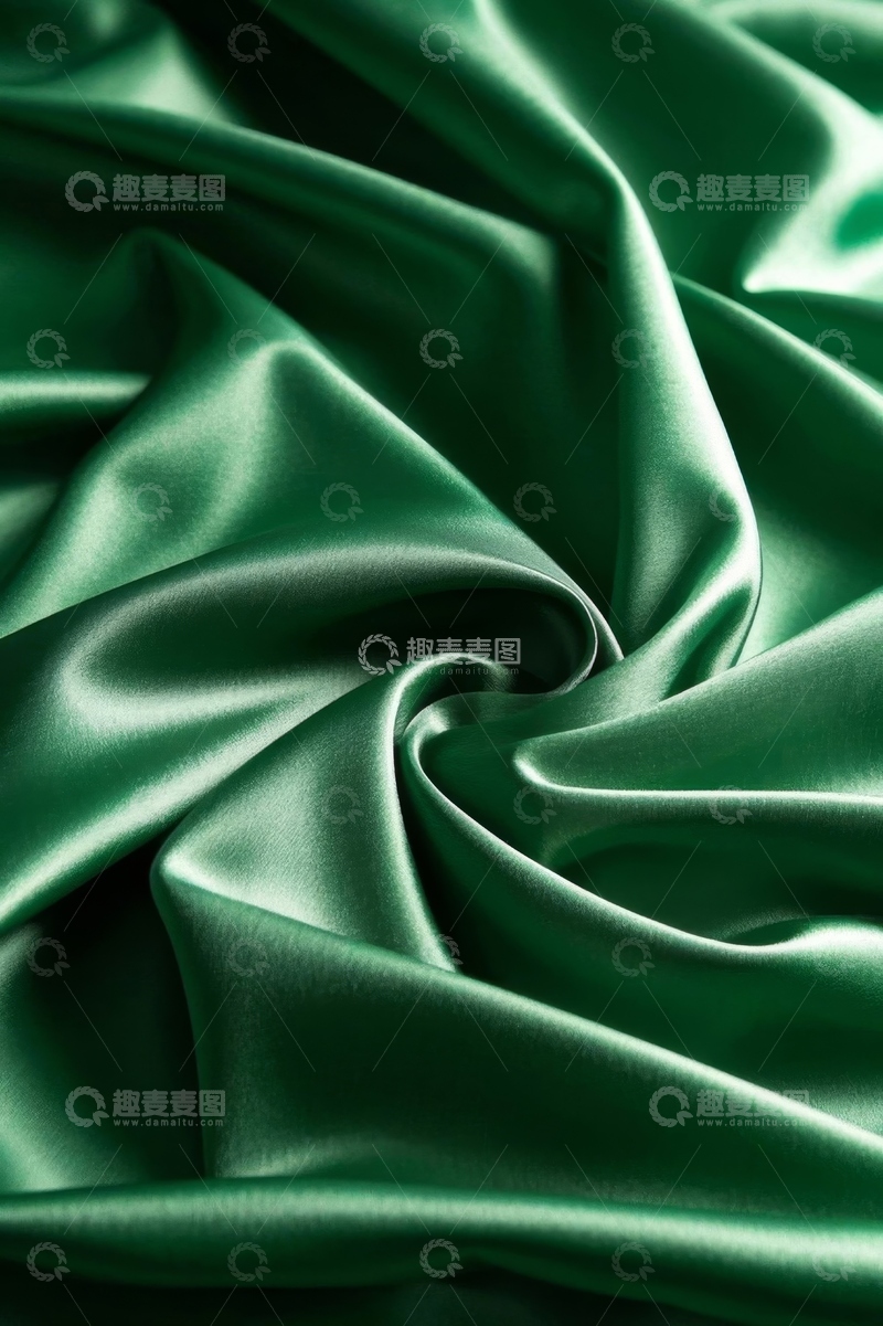 高清大图下载【趣麦麦图】绿色丝绸布料特写