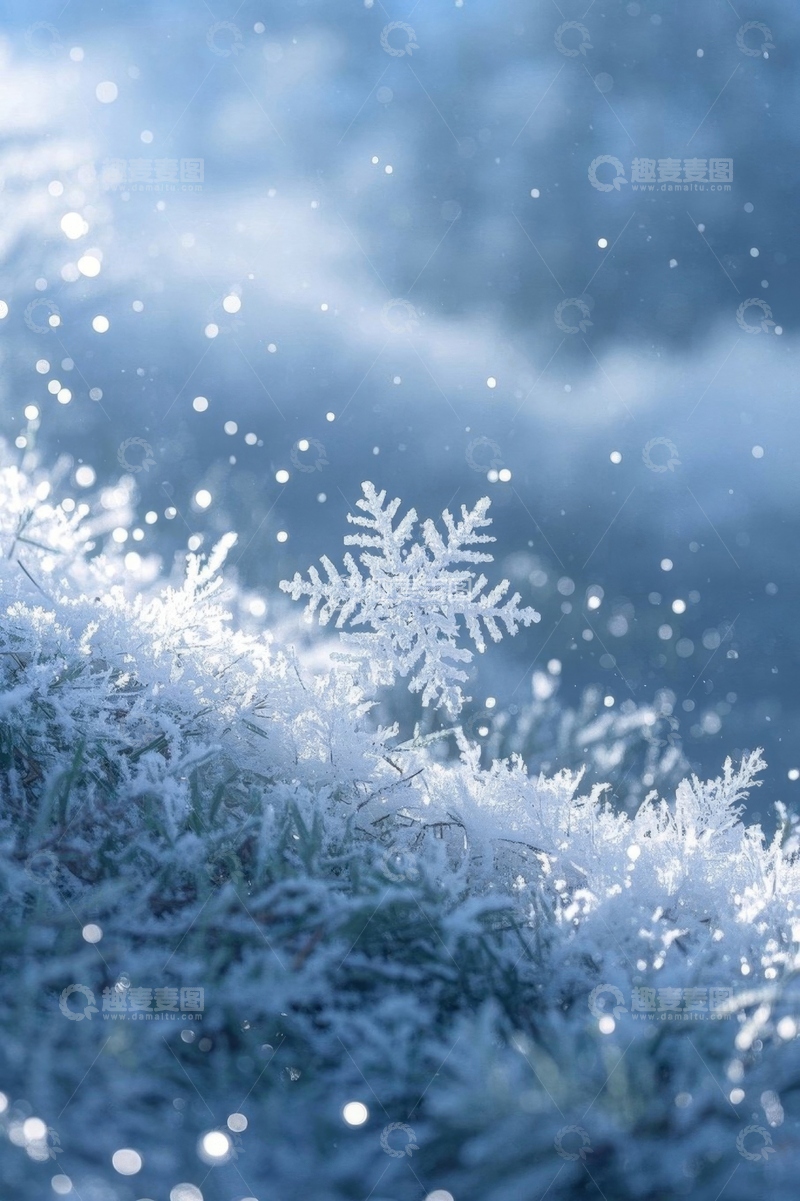 高清大图下载【趣麦麦图】微距雪花自然景象