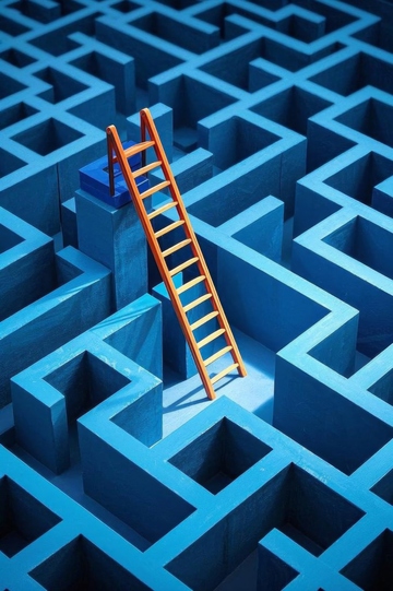 迷宫中的橙色梯子