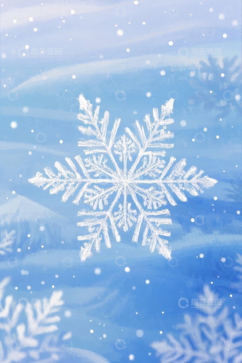 高清大图下载【趣麦麦图】雪花飘落的冬季风景