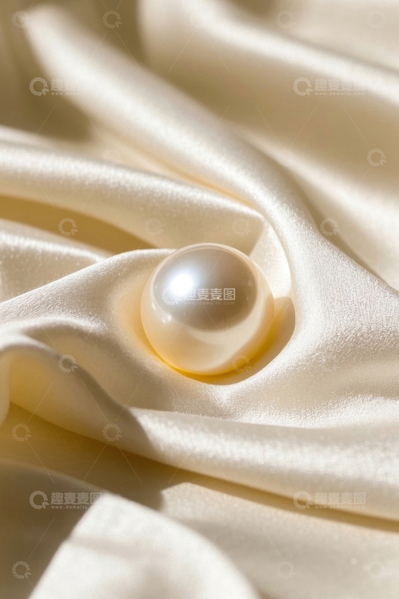 高清大图下载【趣麦麦图】丝绸上的珍珠特写