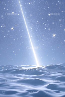 蓝色星空下的海面与流星