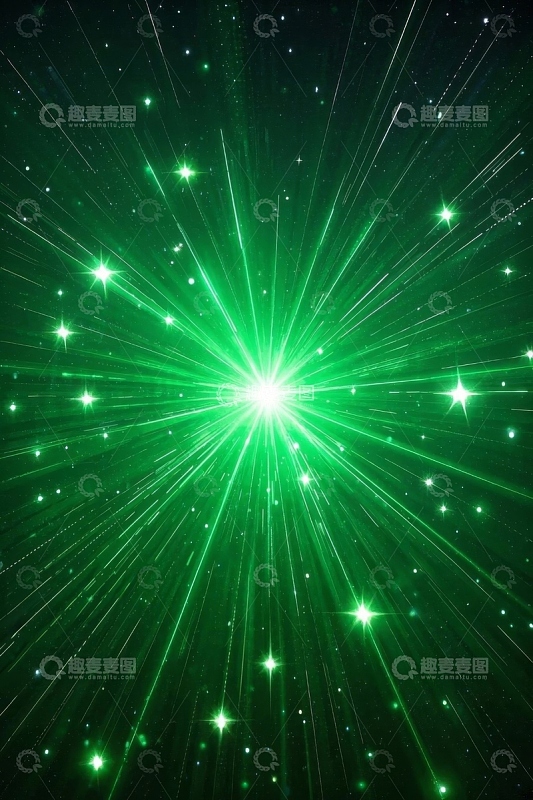 绿色光芒四射星空背景