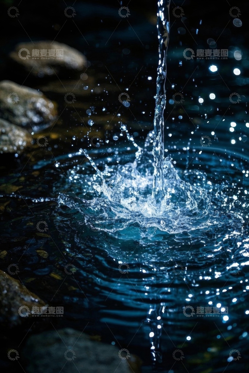 高清大图下载【趣麦麦图】水滴落入水中溅起水花景象