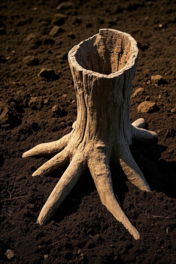 地面上的树桩特写