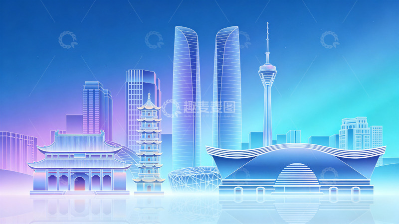高清大图下载【趣麦麦图】成都地标建筑插画
