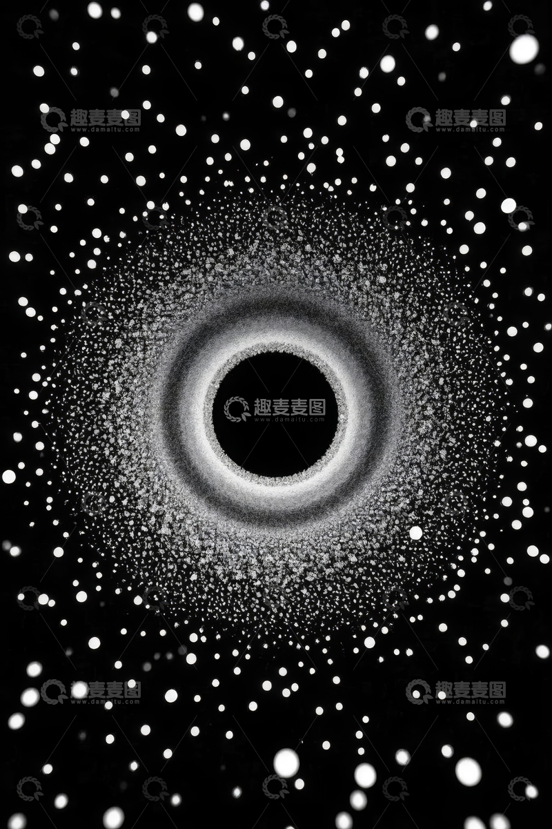 高清大图下载【趣麦麦图】黑白抽象粒子环形图案