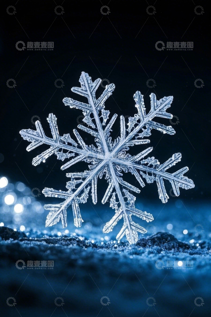 高清大图下载【趣麦麦图】微距雪花特写