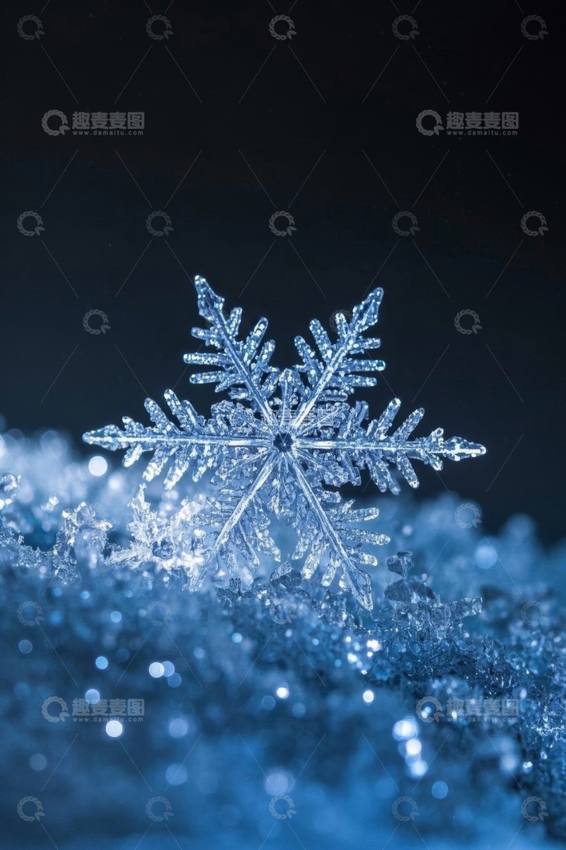 高清大图下载【趣麦麦图】微距雪花特写