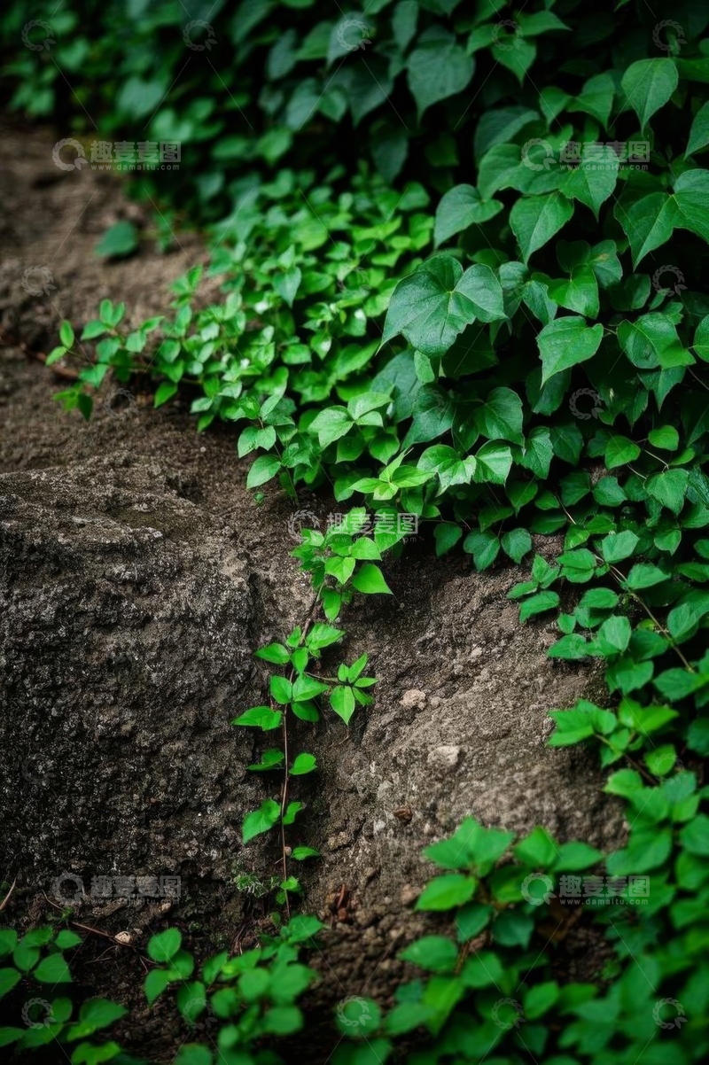 高清大图下载【趣麦麦图】地面生长的绿色植物特写