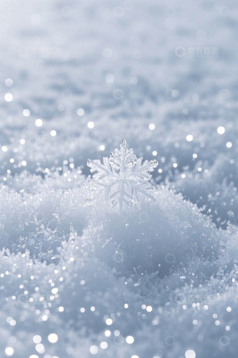 高清大图下载【趣麦麦图】微距雪花特写雪景素材