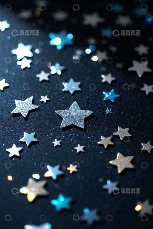 深色背景上的闪亮星星装饰