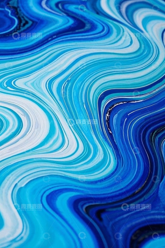 蓝白色流体艺术纹理图案