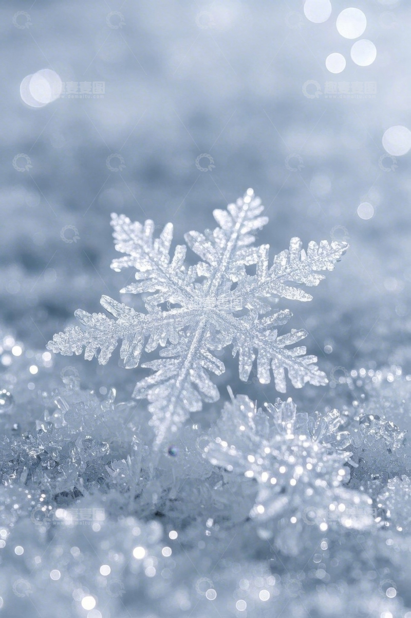 高清大图下载【趣麦麦图】微距特写雪花照片