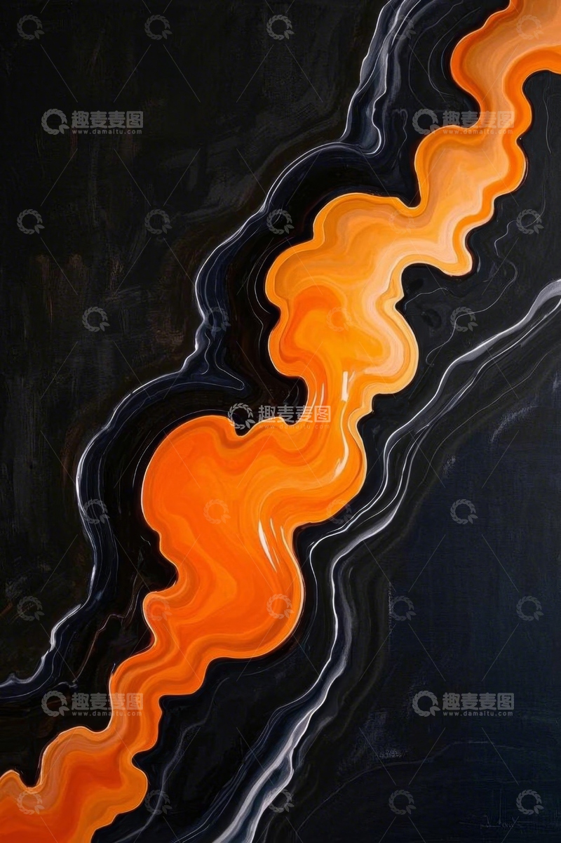 高清大图下载【趣麦麦图】橙黑相间抽象艺术纹理图案