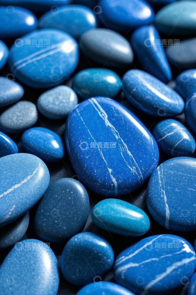 高清大图下载【趣麦麦图】蓝色鹅卵石特写