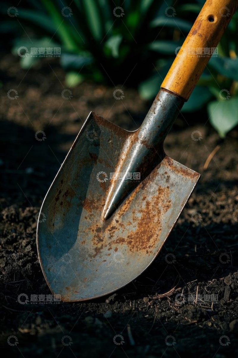 高清大图下载【趣麦麦图】花园中生锈的园艺铲子