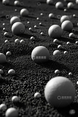 黑白抽象球体地面场景