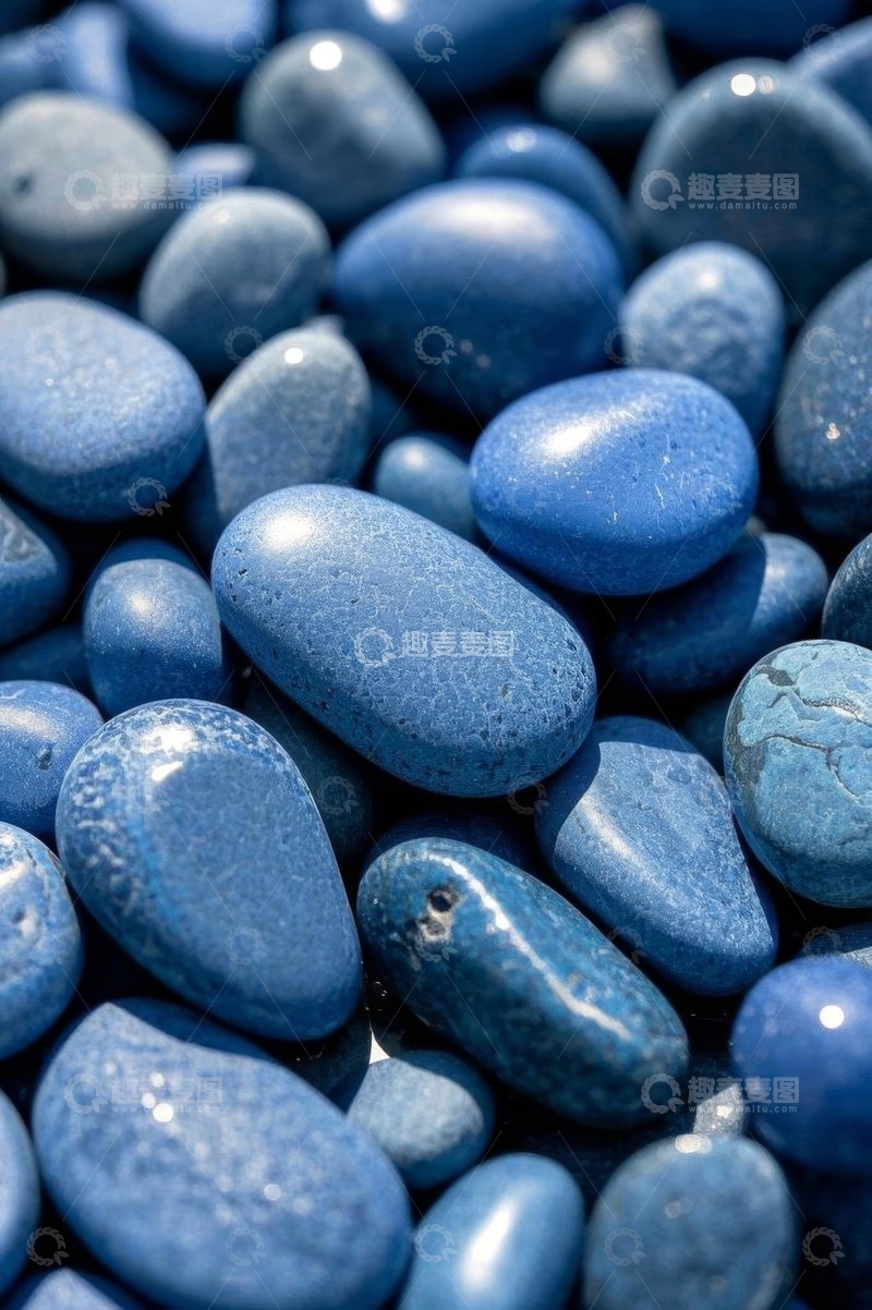 高清大图下载【趣麦麦图】蓝色鹅卵石特写