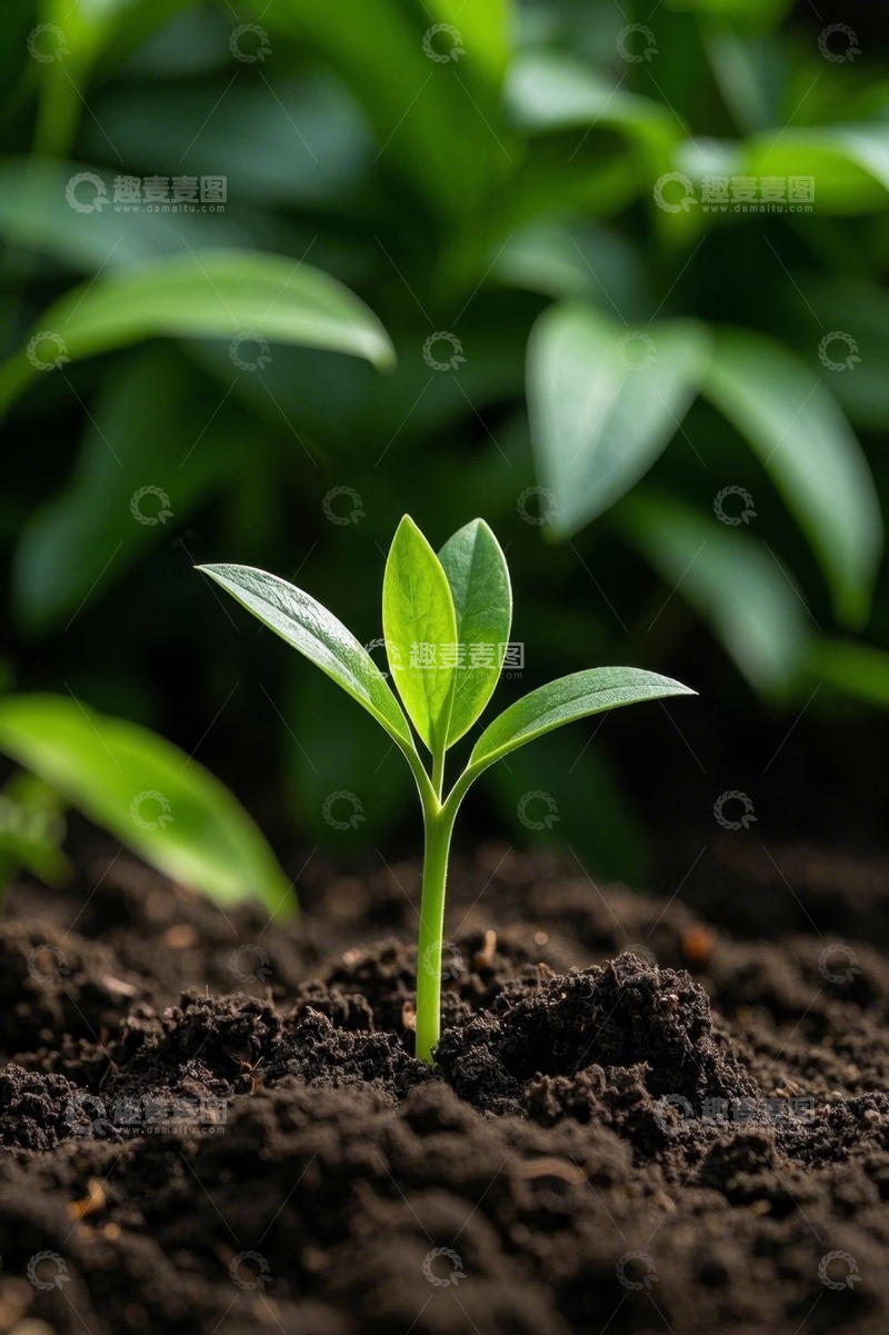 高清大图下载【趣麦麦图】破土而出的嫩绿植物幼苗