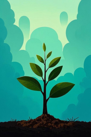 绿色植物幼苗生长插画