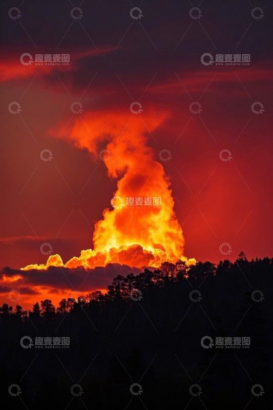 火山喷发天际线景观