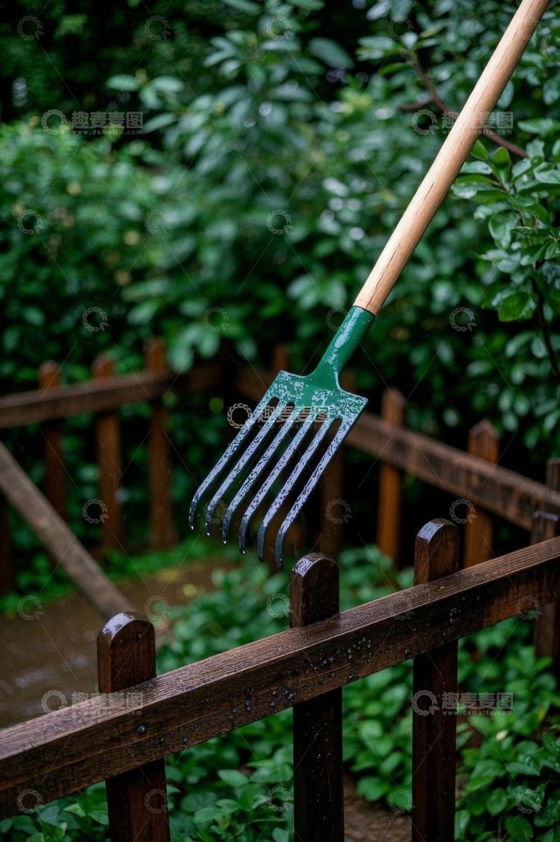 高清大图下载【趣麦麦图】花园中的园艺耙特写