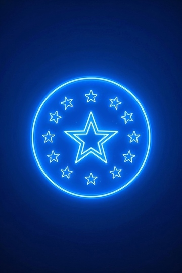 蓝色霓虹灯星形图案