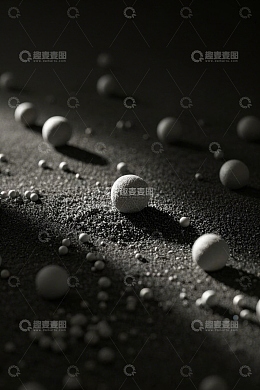 黑白质感球体微距画面