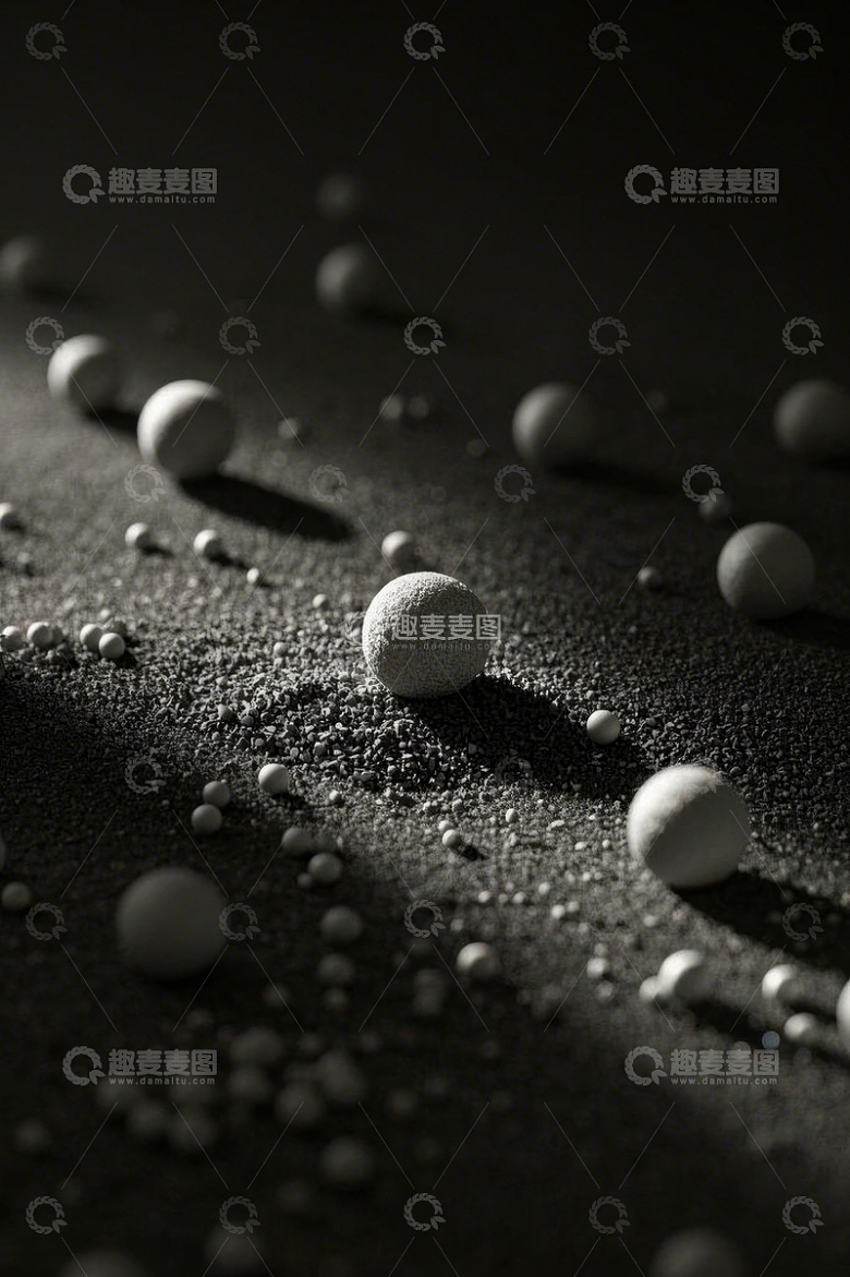 黑白质感球体微距画面
