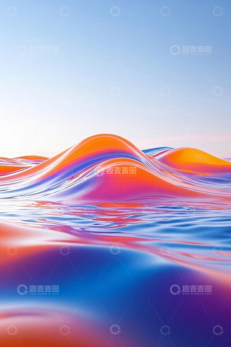 高清大图下载【趣麦麦图】彩色抽象液体波浪背景