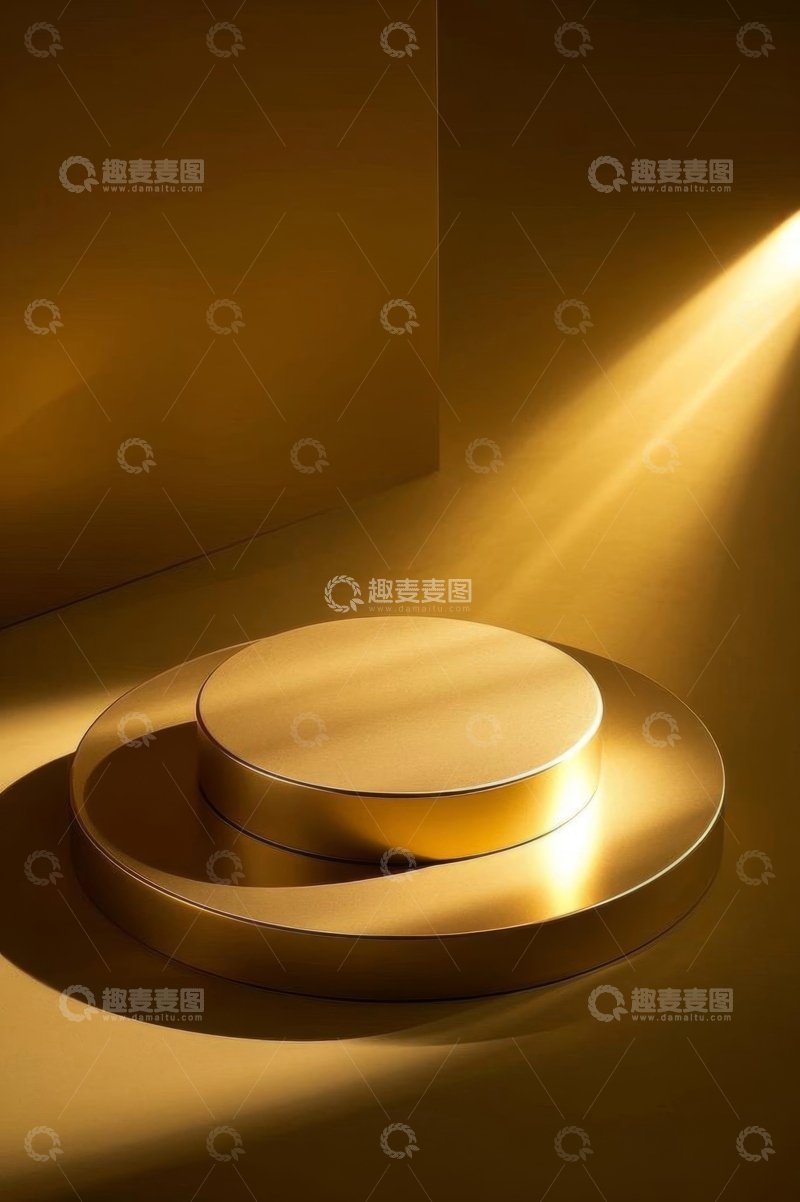 高清大图下载【趣麦麦图】金色圆形展示台特写