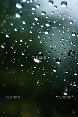 玻璃上的雨滴特写